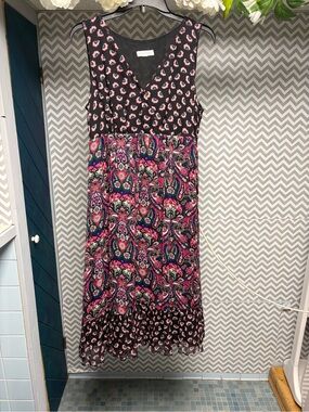 Charter Club BOHO Sleeveless Pink & Black Paisley Mix Dress
